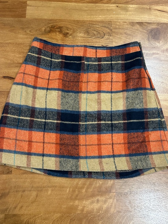 Lulus Dresses & Skirts - Lulu's Orange, Navy & Cream Plaid Mini Skirt Size Medium